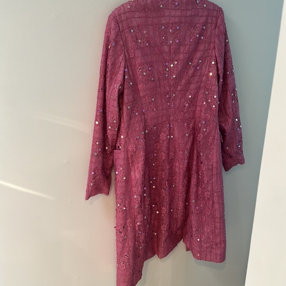 Vintage Couture Sara Isabella lace sequin fuchsia coat size 12 - Picture 4 of 4